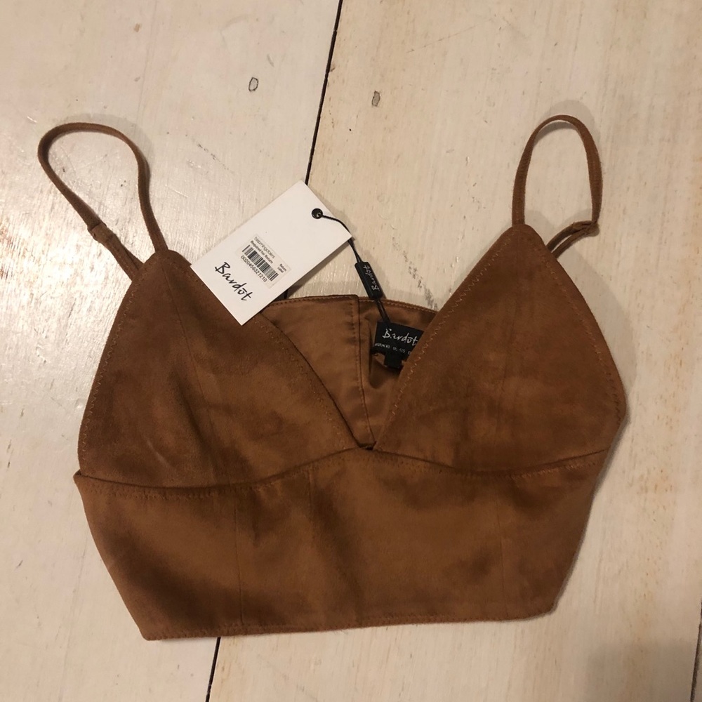Brown Suede Bardot Top